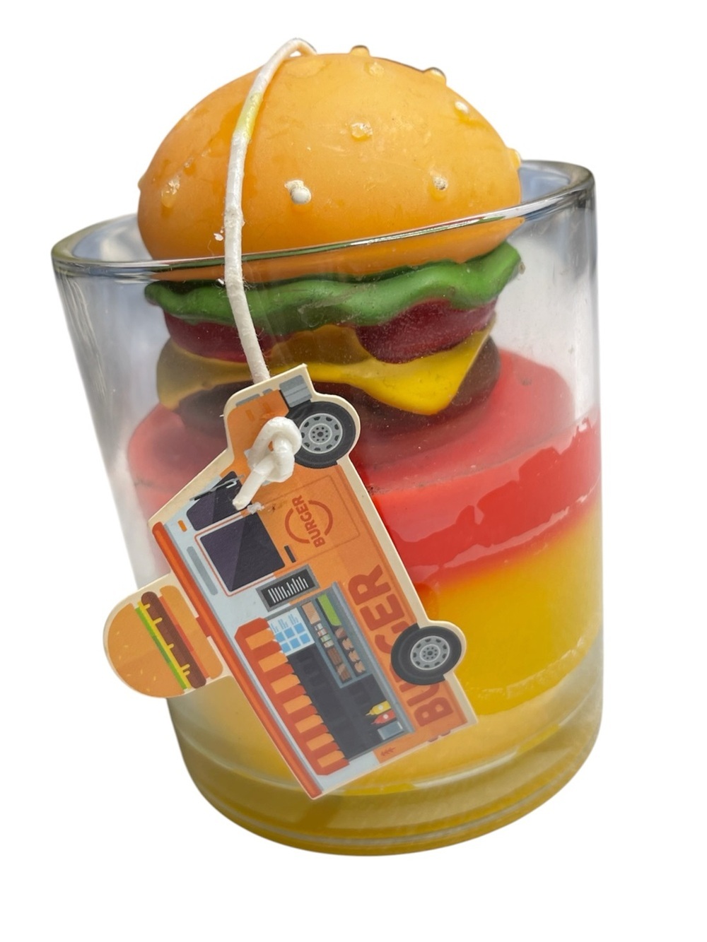 Burger time Novelty Burger Layered Candle in Yellow, Red, Green - Picture 2 of 5